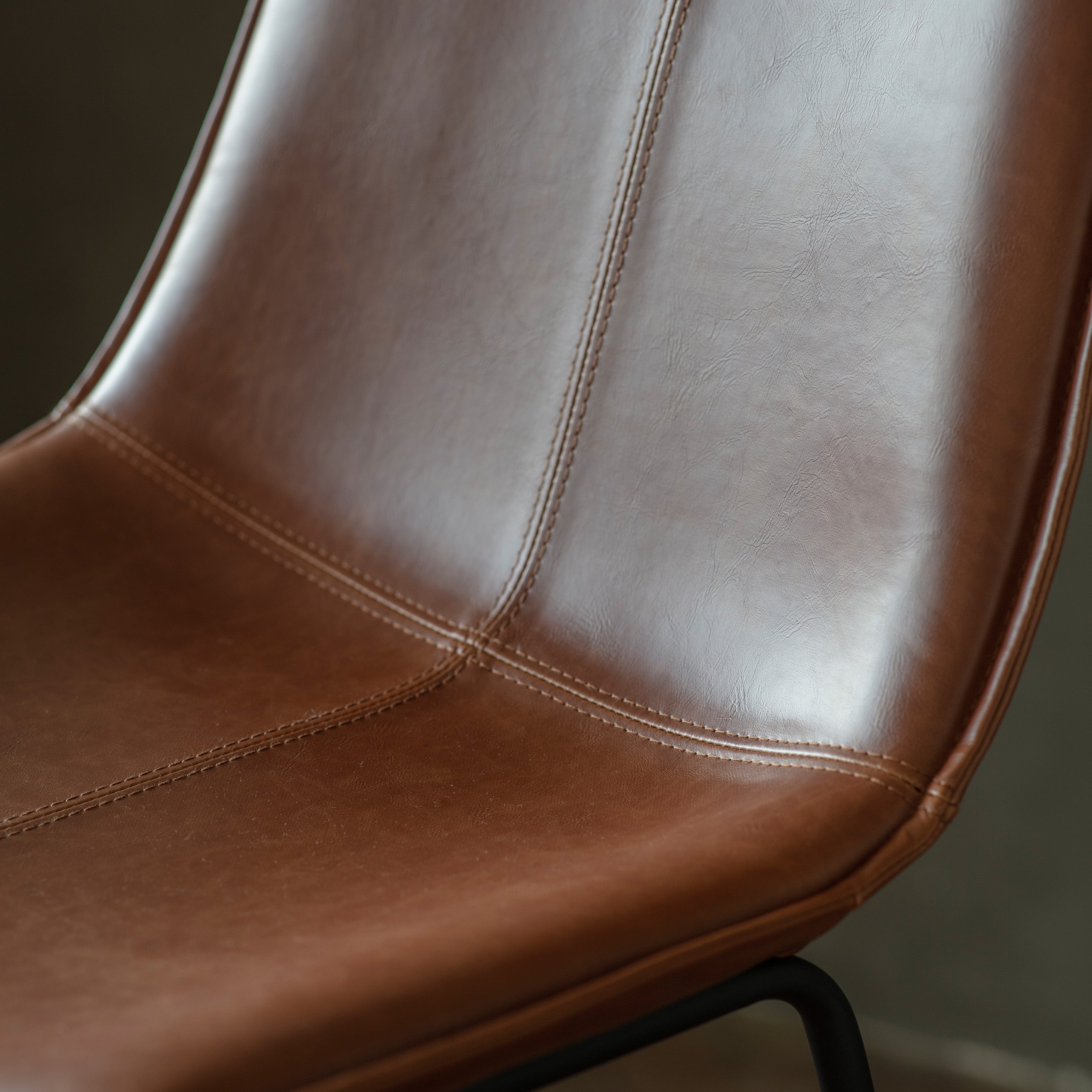 Set of 2 Marilyn Tan Brown Leather Style Bar Stools